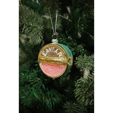 Hand Painted Glass Caviar Christmas Ornaments - 2 Pack
