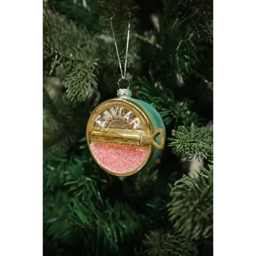 Hand Painted Glass Caviar Christmas Ornaments - 2 Pack