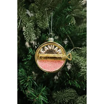 Hand Painted Glass Caviar Christmas Ornaments - 2 Pack