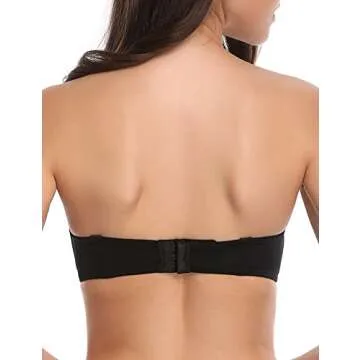 Wingslove Women's Strapless Full Figure Bra Underwire Multiway Contour Plus Size Bra Red Carpet (Black,36A)