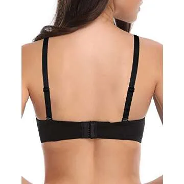 Wingslove Women's Strapless Full Figure Bra Underwire Multiway Contour Plus Size Bra Red Carpet (Black,36A)