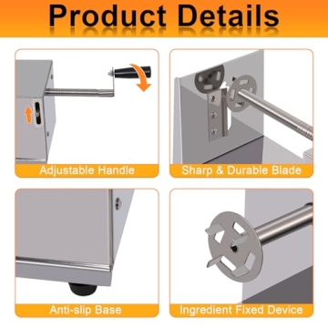 Curly Fry Cutter - Stainless Steel Manual Spiral Slicer