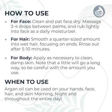 Foxbrim Naturals Extra Virgin Argan Oil for Hair Skin Face & Nails - USDA Certified Single Ingredient 100% Pure Organic Moroccan Oil & Skin Moisturizer, Cold & First Pressed Only - (2 oz)