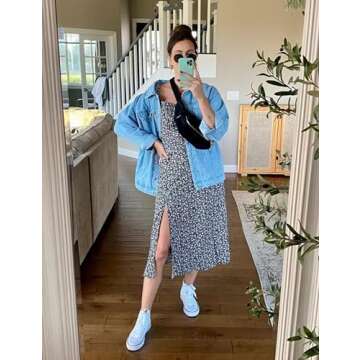 Gozoloma Women's Casual Loose Oversized Denim Jacket Button Up Long-Sleeved Jean Jacket Coat (0011-LightBlue-S)