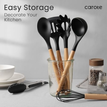 CAROTE Silicone Cooking Utensils Set for Nonstick Cookware
