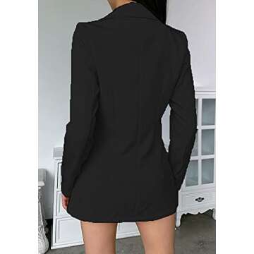 2 Piece Blazer Sets for Women Long Sleeve Open Front Blazer + Shorts Bottoms with Belt Business Suit Sets Black