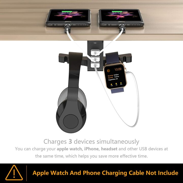 COZOO Under Desk Headphone Stand with USB Charger