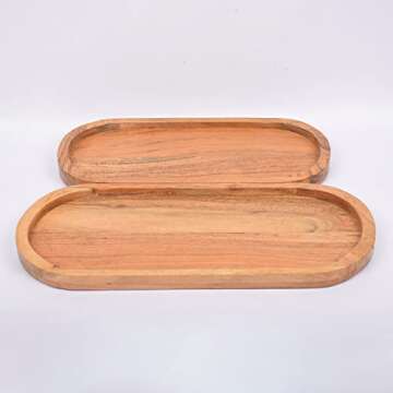 Samhita Acacia Oval Wooden Serving Tray Platters - Perfect for Parties & Entertaining