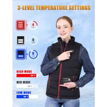 Lightweight Heated Vest for Women with 10000mAh Battery