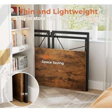 Coavas Small Folding Desk, No Assembly Required Computer Desks, 39.4 inch Spaces Saving Foldable Table for Bedroom, Home Office, Dorm, Apartment, Slippy Vintage Brown