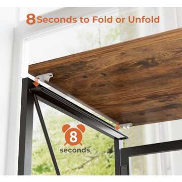 Coavas Small Folding Desk, No Assembly Required Computer Desks, 39.4 inch Spaces Saving Foldable Table for Bedroom, Home Office, Dorm, Apartment, Slippy Vintage Brown