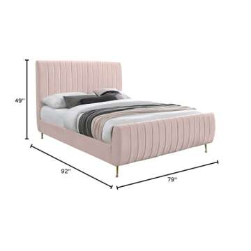 Elegant Meridian Furniture Zara King Velvet Bed S9