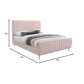 Elegant Meridian Furniture Zara King Velvet Bed S9
