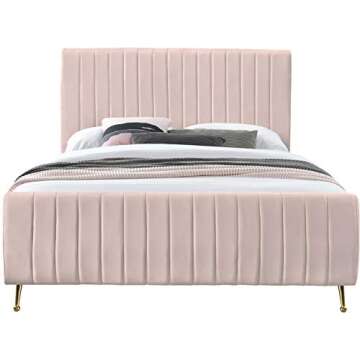 Elegant Meridian Furniture Zara King Velvet Bed S9