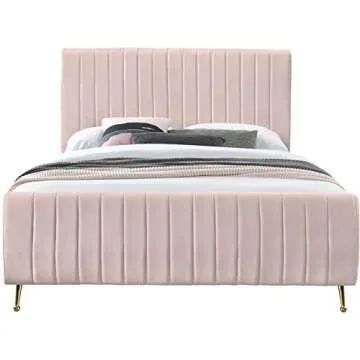 Elegant Meridian Furniture Zara King Velvet Bed S9