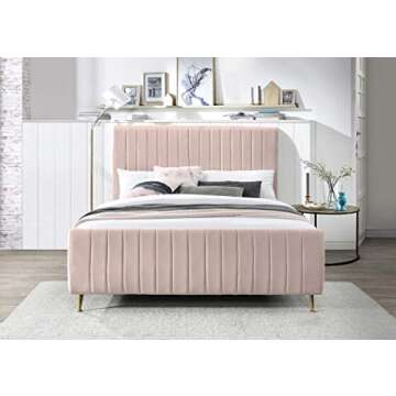 Elegant Meridian Furniture Zara King Velvet Bed S9