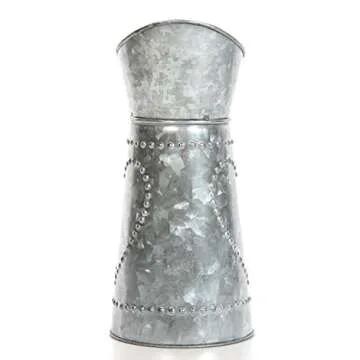 Hosley 9.25 Inch High Galvanized Decorative Pitcher. Ideal for Home Wedding Country Living Garden decor. O4