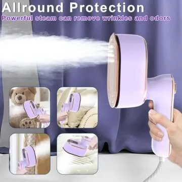 Travel Mini Steamer Iron for Clothes: 𝟏𝟓𝟎𝟎𝐖 15S Fast Heat-up Handheld Steaming, 𝟐-𝐢𝐧-𝟏 180 ° Rotating Portable Small Size Electric Steam Machine with Dry & Wet Ironing for Dress Shirt