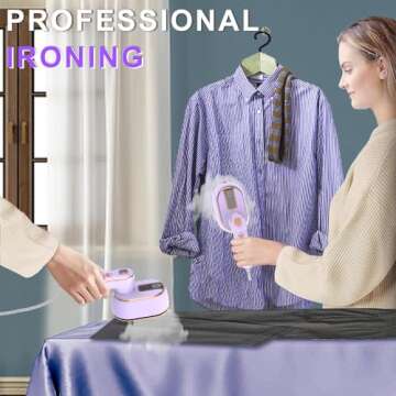 Travel Mini Steamer Iron for Clothes: 𝟏𝟓𝟎𝟎𝐖 15S Fast Heat-up Handheld Steaming, 𝟐-𝐢𝐧-𝟏 180 ° Rotating Portable Small Size Electric Steam Machine with Dry & Wet Ironing for Dress Shirt