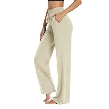 Sarin Mathews Women's Yoga Sweatpants - Wide Leg Lounge Pants, Comfy Drawstring Workout Joggers with...