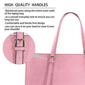 Laptop Bag for Women Waterproof Lightweight Leather 15.6 Inch Computer Tote Bag Business Office Briefcase Large Capacity Handbag Shoulder Bag Professional Office Work Bag