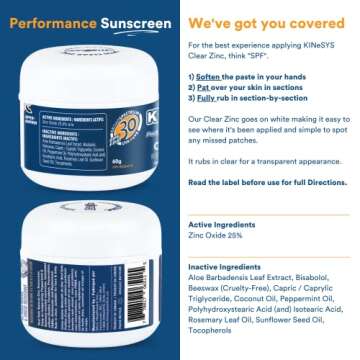 KINeSYS Reef Safe Natural Mineral Zinc Oxide Sunscreen, Rubs in Clear, SPF 30, Broad Spectrum UVA/UVB protection for Face and Body; Alcohol, PABA & Oxybenzone FREE, Peppermint & Rosemary Scent, 60 G
