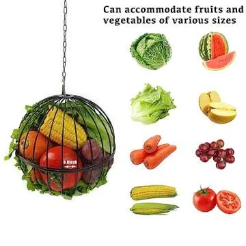 GSHWXD Hanging Chicken Feeder - 7.1 Inch Large Iron Chicken Veggie Treat Ball - Sturdy Chicken Treat Holder with 15.7 Inch Hanging Chain - Black