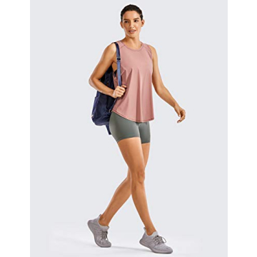 CRZ YOGA Women's Breezy Feeling Mesh Running Tank Tops Workout Gym Shirts Tie Back Yoga Clothes