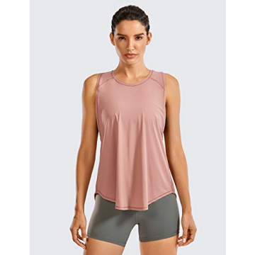 CRZ YOGA Women's Breezy Feeling Mesh Running Tank Tops Workout Gym Shirts Tie Back Yoga Clothes