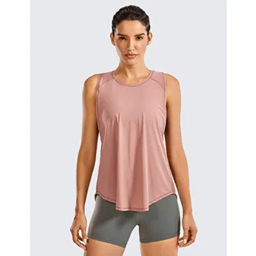 CRZ YOGA Women's Breezy Feeling Mesh Running Tank Tops Workout Gym Shirts Tie Back Yoga Clothes