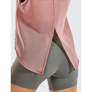 CRZ YOGA Women's Breezy Feeling Mesh Running Tank Tops Workout Gym Shirts Tie Back Yoga Clothes