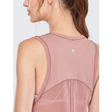 CRZ YOGA Women's Breezy Feeling Mesh Running Tank Tops Workout Gym Shirts Tie Back Yoga Clothes