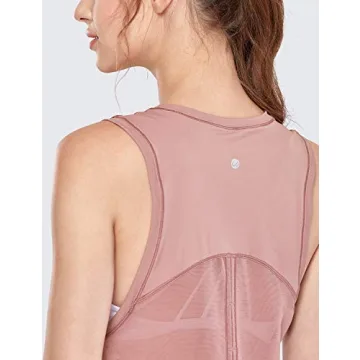 CRZ YOGA Women's Breezy Feeling Mesh Running Tank Tops Workout Gym Shirts Tie Back Yoga Clothes
