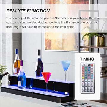 Nurxiovo 30'' 2 Step LED Liquor Bottle Display Shelf RGBW Illuminated Bottle Shelf Color Changing with LED Color Remote Control L30xW8.5xH6.9''