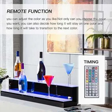 Nurxiovo 30'' 2 Step LED Liquor Bottle Display Shelf RGBW Illuminated Bottle Shelf Color Changing with LED Color Remote Control L30xW8.5xH6.9''
