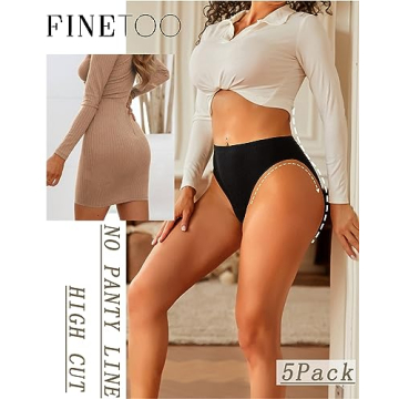 FINETOO Seamless Women’s Bikini Underwear - 5 Pack Comfort