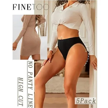 FINETOO Seamless Women’s Bikini Underwear - 5 Pack Comfort