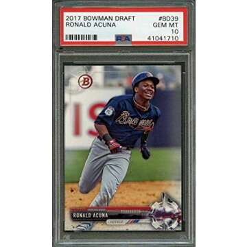 2017 Bowman Draft #BD39 Ronald Acuña Atlanta Braves Rookie Card PSA 10 - Baseball Slabbed Rookie Ca...