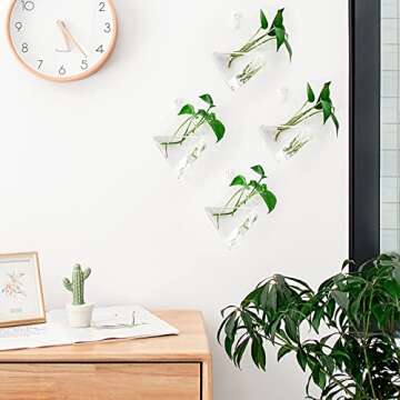 Ivolador 4PCS Wall Mount Hanging Glass Plant Terrarium Diamond Shape Perfect for Propagating Hydroponic Plants Home Garden Wedding Decor