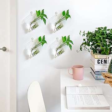 Ivolador 4PCS Wall Mount Hanging Glass Plant Terrarium Diamond Shape Perfect for Propagating Hydroponic Plants Home Garden Wedding Decor