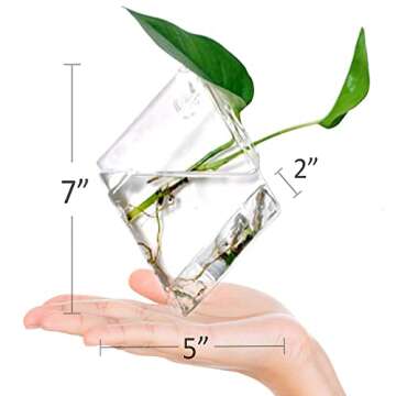 Ivolador 4PCS Wall Mount Hanging Glass Plant Terrarium Diamond Shape Perfect for Propagating Hydroponic Plants Home Garden Wedding Decor