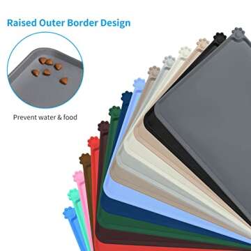 AUDWUD Silicone Waterproof Pet Feeding Mats,Anti Slip Bowl Pad,Dog Mat for Food and Water