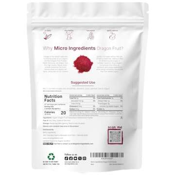 Organic Dragon Fruit Powder, 10oz | 100% Natural Fruit Powder | Freeze-Dried Pink Pitaya Source | No...
