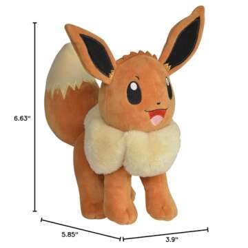 Pokemon 8" Eevee Plush - Officially Licensed - Let's Go Starter Figure - Authentic Soft Stuffed Anim...