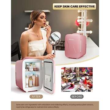 BEICHEN Mini Fridge [Upgrade], Small Fridge Rapid Cooling 4 Liter/6 Cans Skincare Fridge, Cooler and...