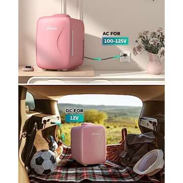 BEICHEN Mini Fridge [Upgrade], Small Fridge Rapid Cooling 4 Liter/6 Cans Skincare Fridge, Cooler and Warmer Refrigerators for Bedroom, Cosmetics, Office and Car (Pink)