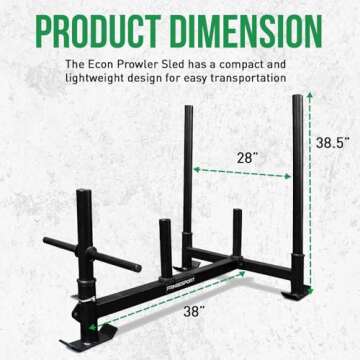 FringSport Econ V2 Prowler Weight Sled for Training - 450 lb Capacity Workout Sled with Replaceable Feet, High & Low Handles, Metal Skis for Extra Resistance - Easy Storage sled Pull and Push