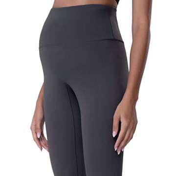 POSHDIVAH Women's Maternity Leggings Over The Belly Pregnancy Yoga Pants Active Wear Workout Leggings Grey Medium