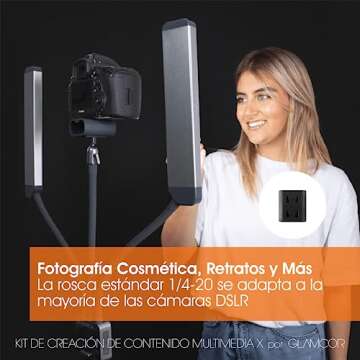 GLAMCOR Multimedia X Content Creation Kit | Deluxe Portable LED Lighting Kit with Powered Smartphone...
