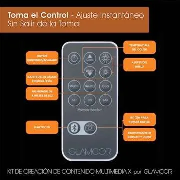 GLAMCOR Multimedia X Content Creation Kit | Deluxe Portable LED Lighting Kit with Powered Smartphone and Tablet Mounts, Camera Mount and Mirror